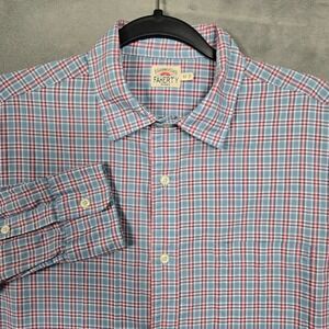 Faherty Shirt Mens Medium Red Blue Long Sleeve Button up 100% Cotton